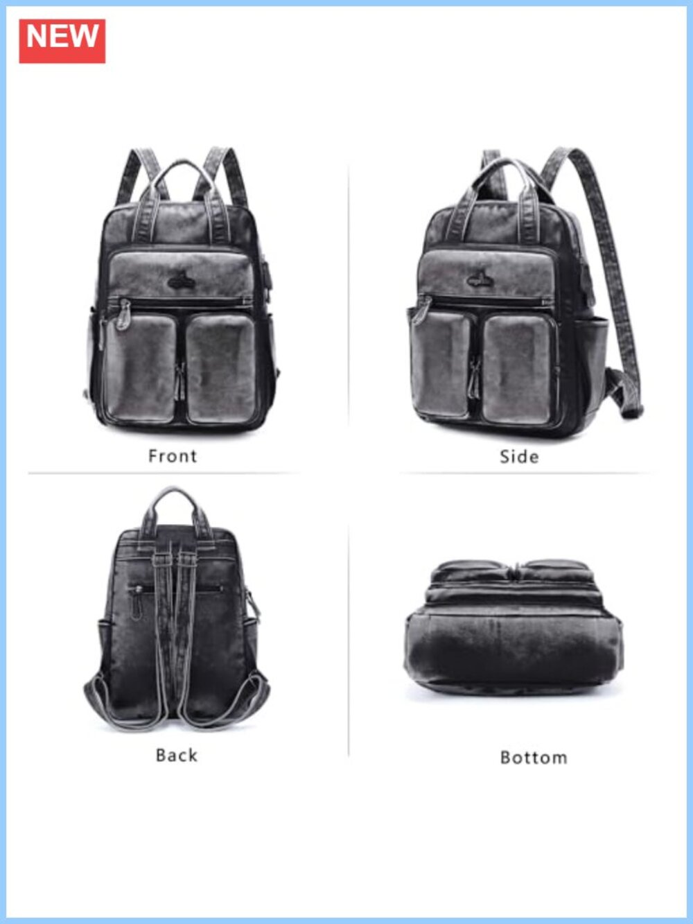 Soft Vegan Leather Backpack Purse Women Multi Pocket Travel Daypack Anti-Theft - Picture 4 of 5